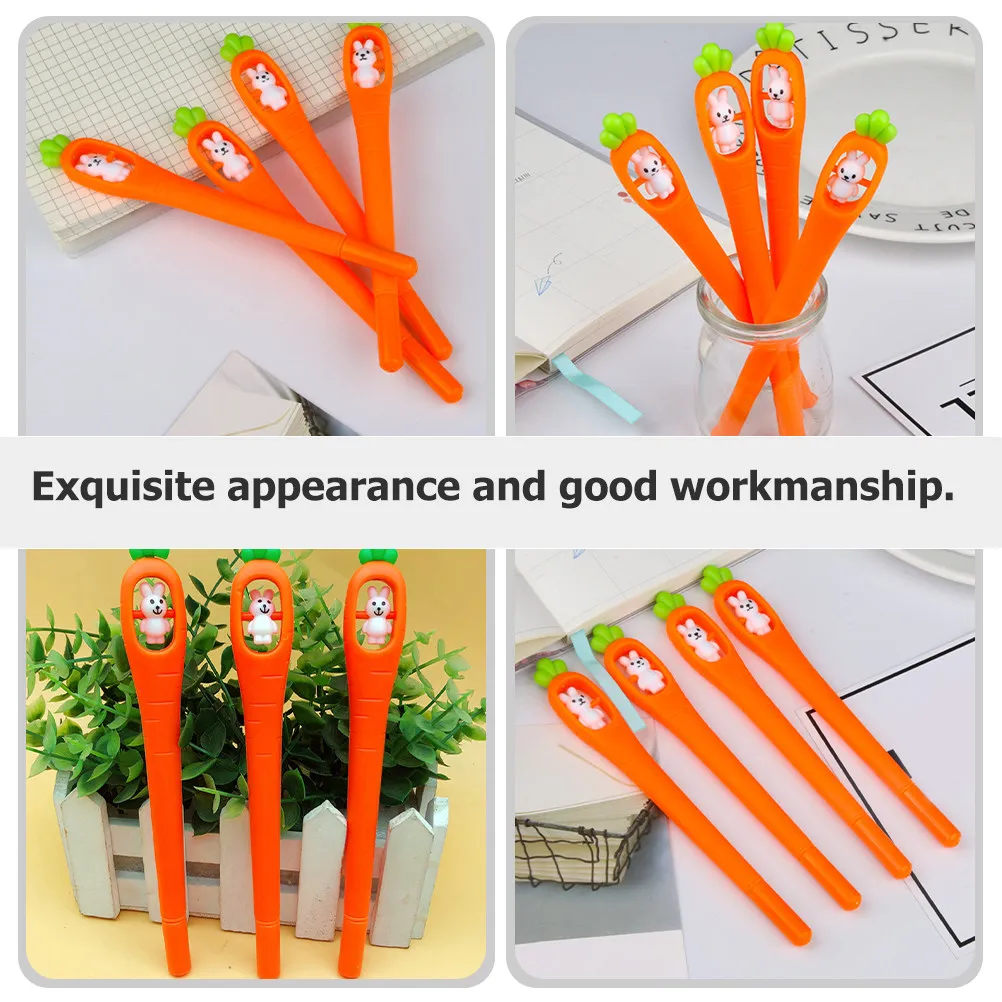 

10 шт. милых гелевых ручек в форме кролика и моркови, мультяшные ручки для письма, для студентов, детей, для раскрашивания, творчества, офисные канцелярские принадлежности