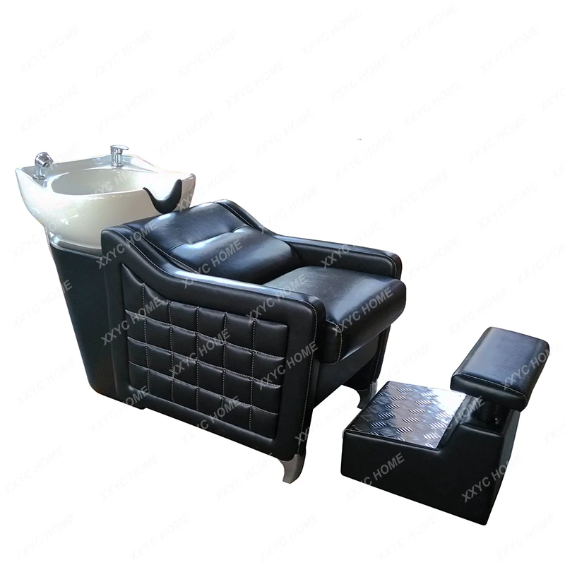 

High-end Japanese semi-reclining shampoo bed Simple special barber shop Sitting flush bed Hair massage bed