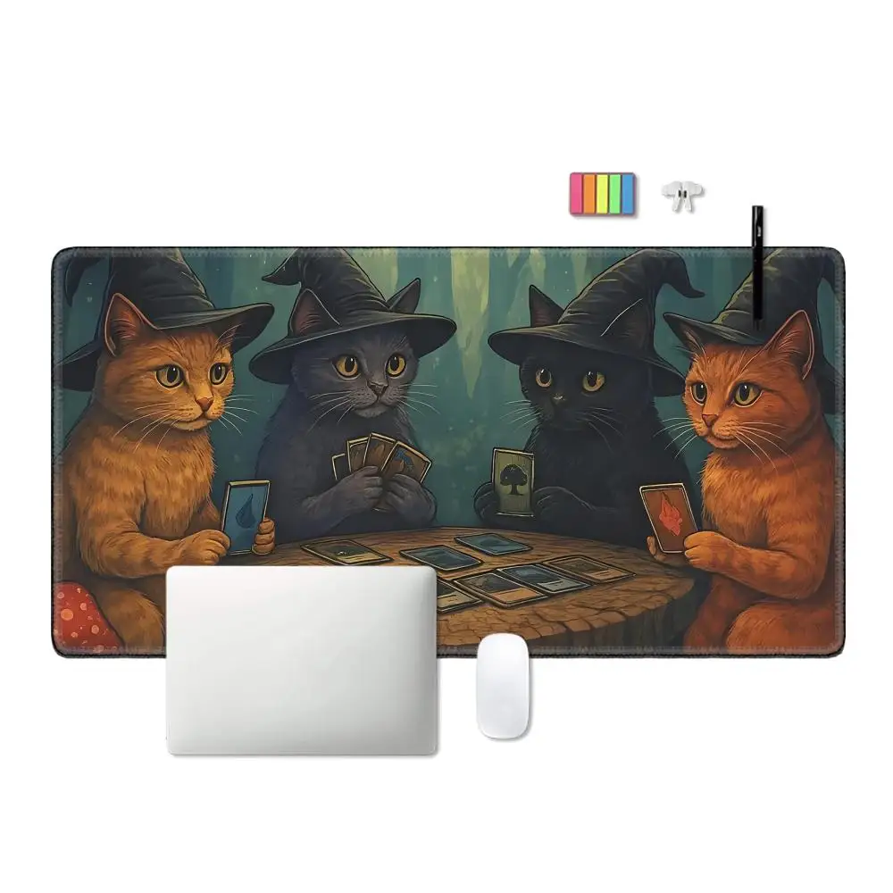 لوحة ماوس معالج القط Dartfrog ملحقات الألعاب مكتب ألعاب لوحة المفاتيح حصيرة مكتبية غير قابلة للانزلاق كمبيوتر محمول كبير مضحك القطط السوداء ماوس