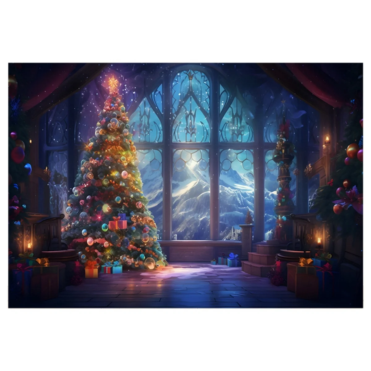 210X150cm Background Cloth Winter Christmas Tree Children'S Multifunctional Photography Background Cloth,Model 7981 -X64A