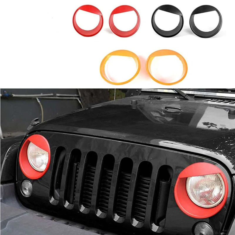 

Fit for Jeep Wrangler JK 2007-2017 car Accessories Angry Front Head Lamp Eye Cover Decoration Bezels Front Head light Cover