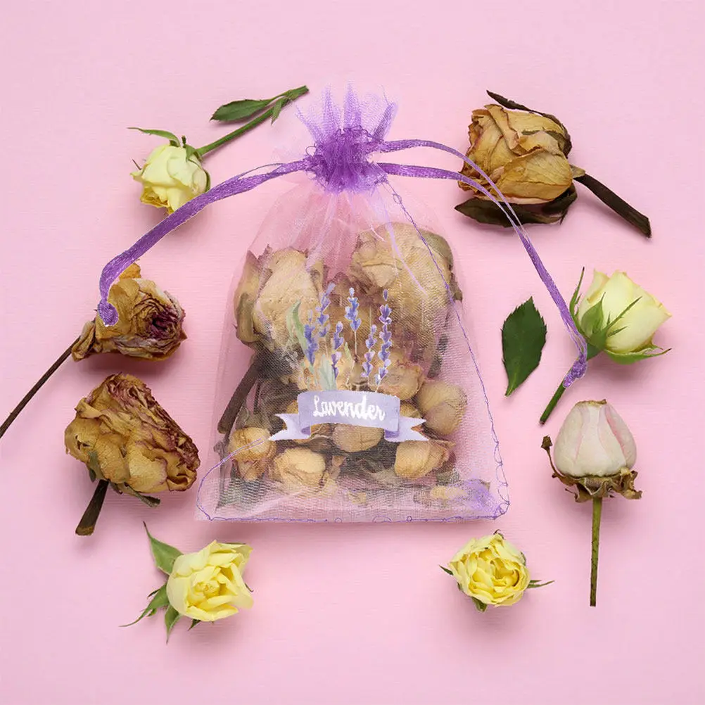 20Pcs Lavender Sachet Bags Drawstring Mesh Gauze Pouches Small Organza Bags for Closet Wardrobe Fragrance Storage Sachets