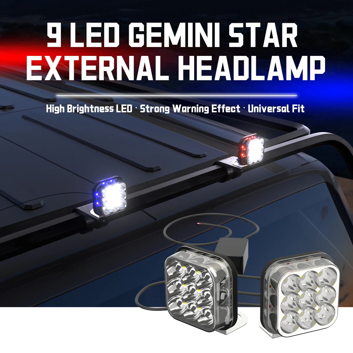 2in1 9 LED Work Light Shooter Pods Combo Off Road Red Blue Strobe Light with 3 Modes Memory Function for Car 4x4 Truck ATV Boat
