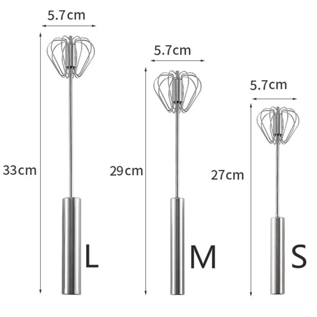 LiTuiLi Semi-automatic Egg Beater Stainless Steel Whisk Manual Press Type Rotary Self Turning Egg Stirrer Kitchen Accessories