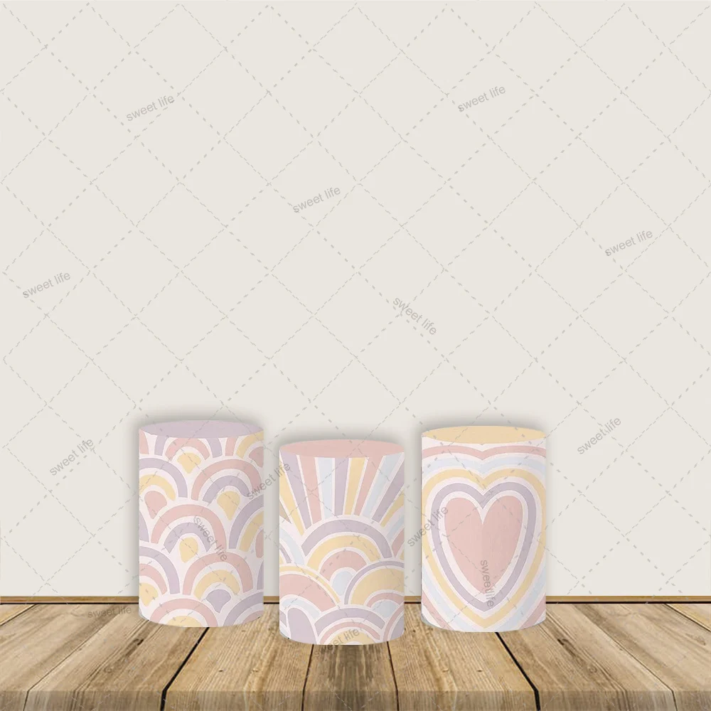 

Rainbow Cylinder Cover Backdrop Decoration Baby Shower Kids Birthday Party Photo Props
