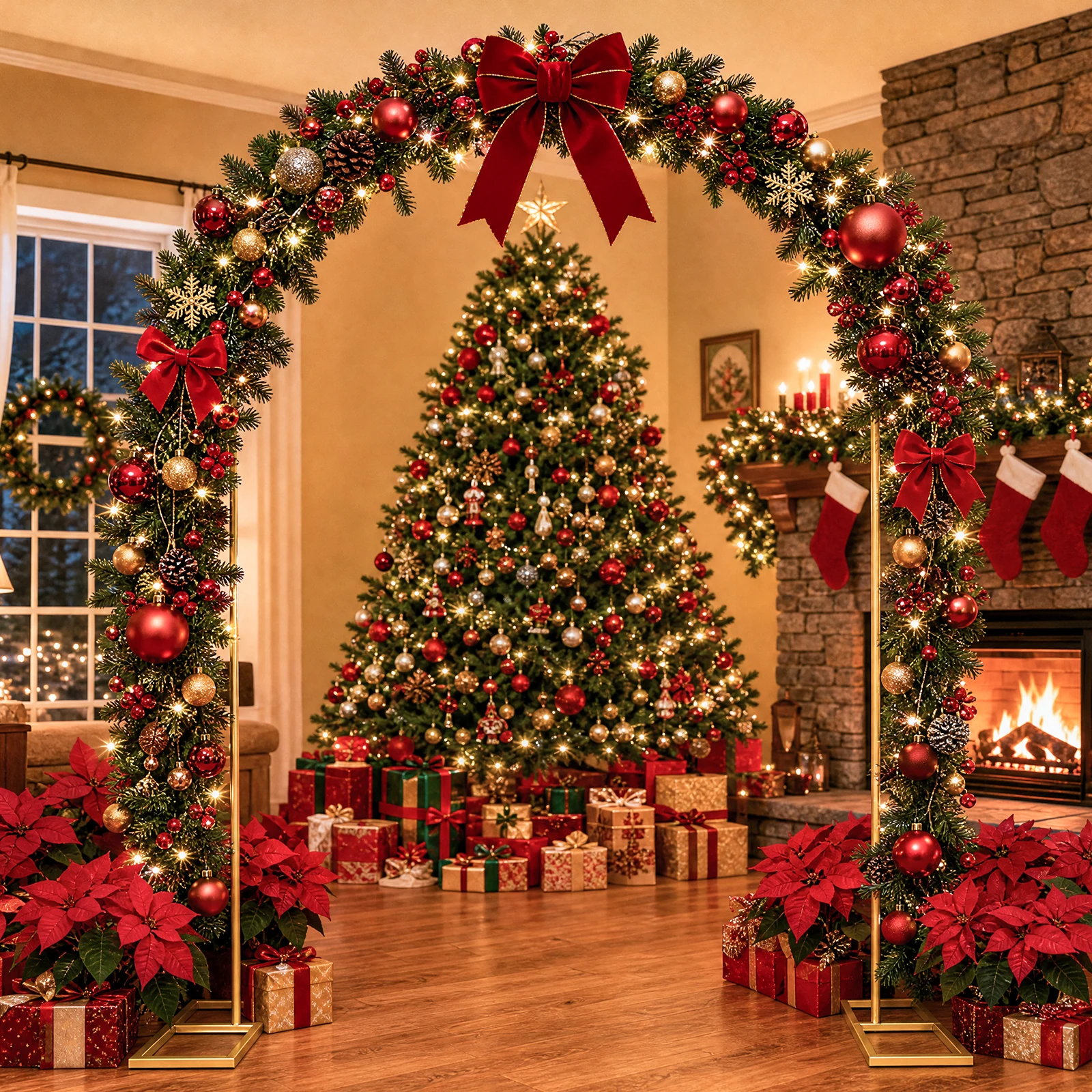 Supporto per Arco Nuziale in Metallo Dorato, Struttura per Arco Nuziale, Porta Sfondo per Feste, Cerimonie Nuziali, Decorazione con Fiori e Palloncini