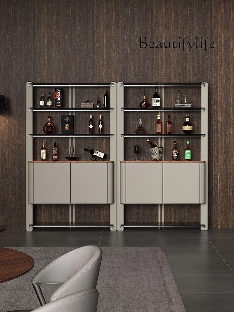 Italian minimalist wine cabinet against the wall, living room display cabinet, household high-end customization, senior designer