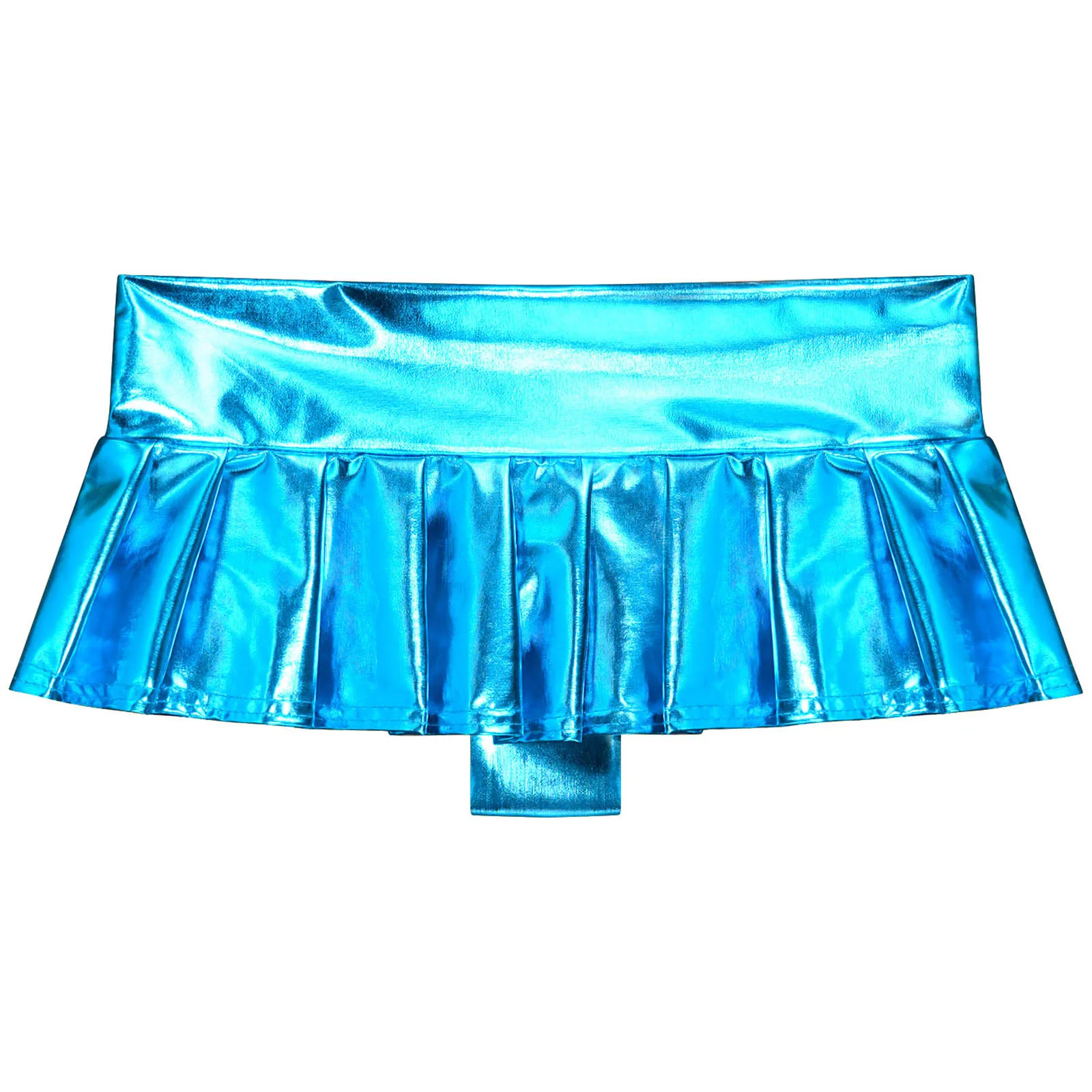 Women Sexy Pleated Mini Skirt Fashion Metallic Shiny Low Rise Skirt Rave Party Nightclub Pole Dancing Show Costume Clubwear