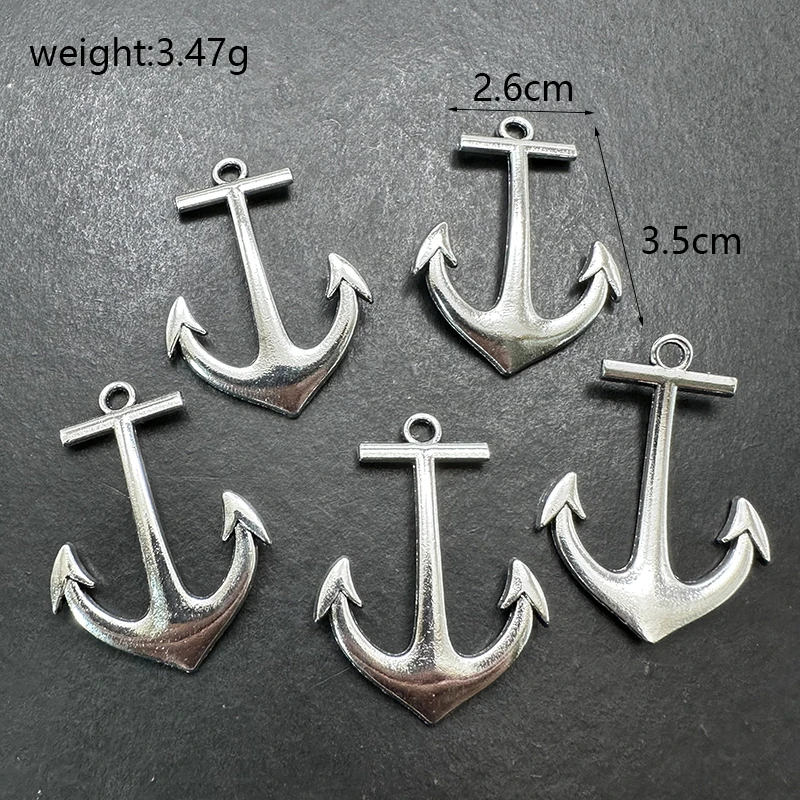 10pcs Tibetan Silver Bronze Anchor Jewelry Pendant DIY Vintage Style Bracelet Necklace Connector Making Supplies Accessories