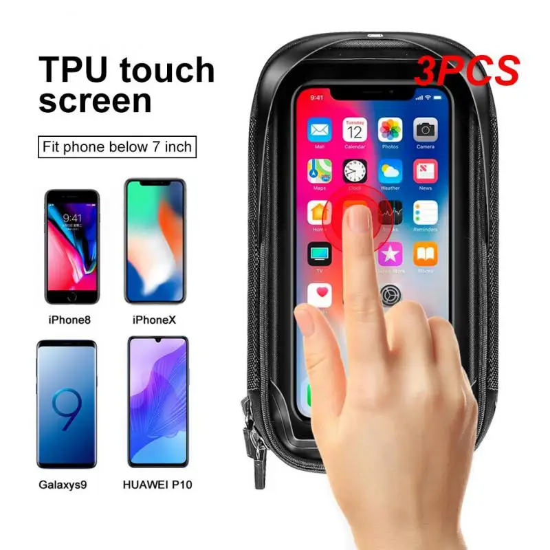 3PCS Inch Touch Screen Bags,MTB Cycling Bike Head Tube Bag, Handlebar Cell Mobile Phone Bag Case Holder For Bike