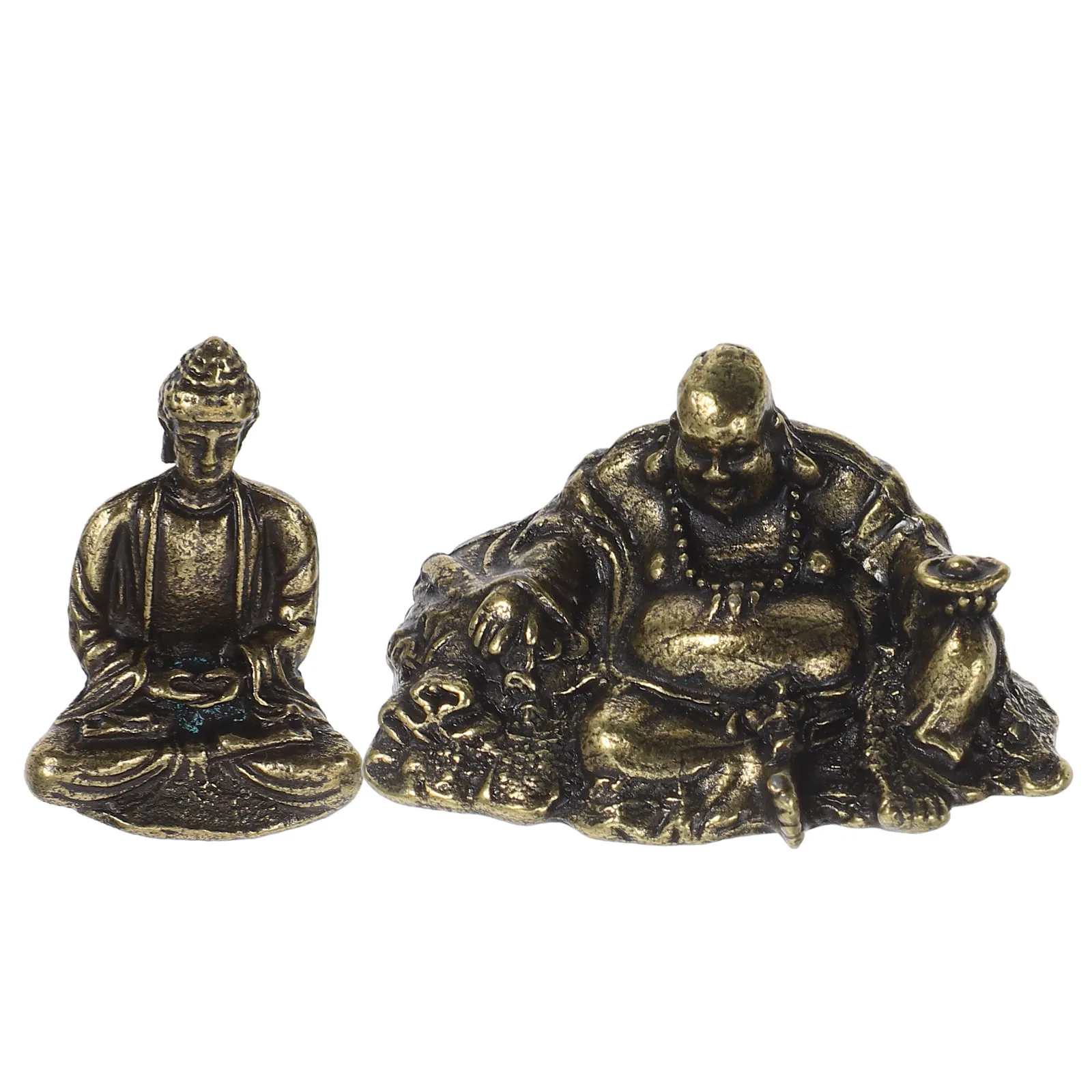 

2 шт. миниатюрные статуэтки Будды из сплава, декоративные изделия для рабочего стола, сада, дома, миниатюрная скульптура Будды, маленькая скульптура для офиса, декор