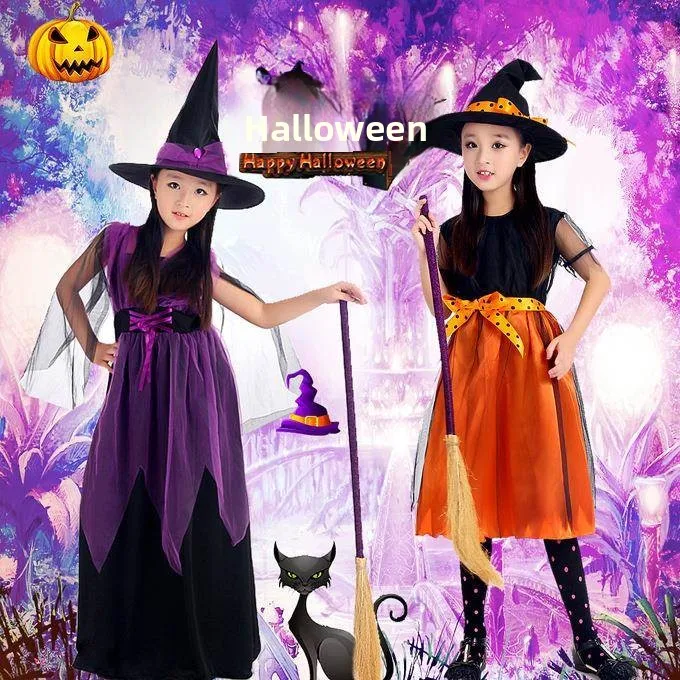 Costume d'halloween pour enfants, vêtements de spectacle de danse de sorcière pour filles, tenue Par, tenue de Festival fantôme pour nourrissons en bas âge