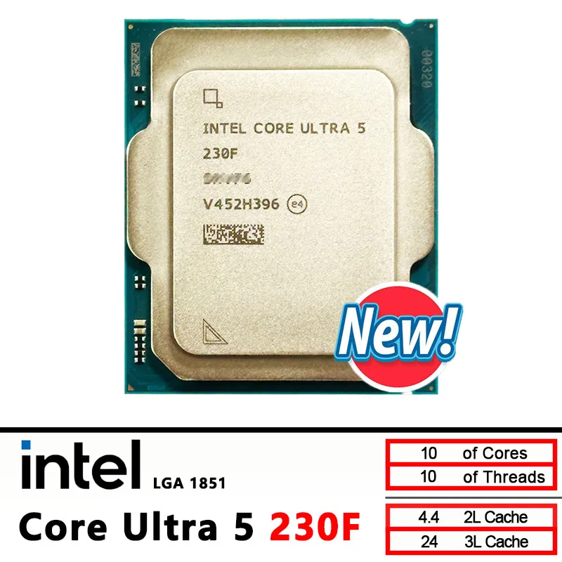 Processador Intel Core Ultra 5 230F CPU 2,9 GHz 10 núcleos 10 threads LGA 1851 Novo mas sem cooler