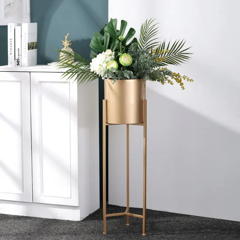 

Nordic fashion light luxury gold flower rack creative floor type balcony plant stand anti-rust durable metal decorative trays N