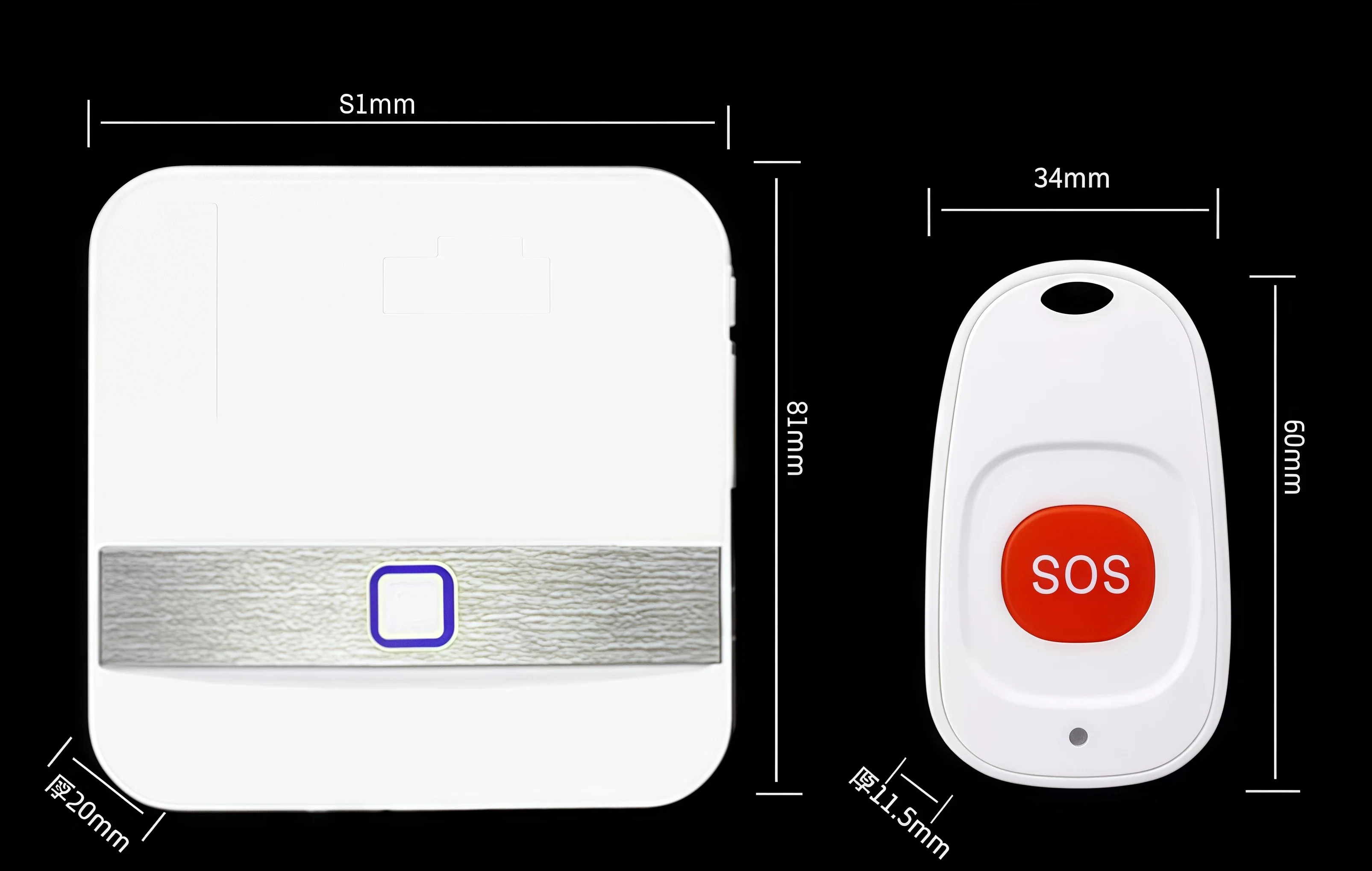 Wireless Medical SOS Alarm Elderly Instant Response Audio Door Phone IP65 Waterproof 60 Ringtones 433MHz AC100-240V Wrist