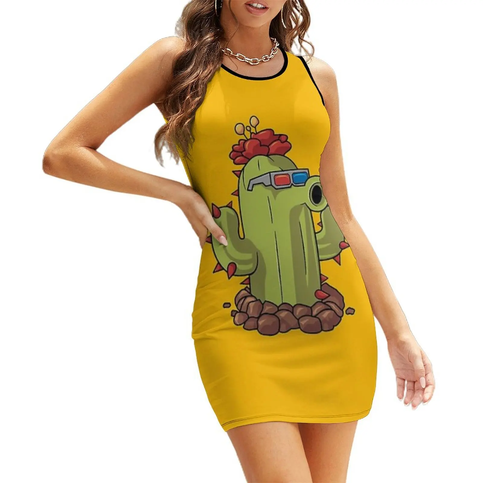 

illustration cactus is here Sleeveless Sundress Women's evening dress Dress vintage ceremony dresses Woman dresses