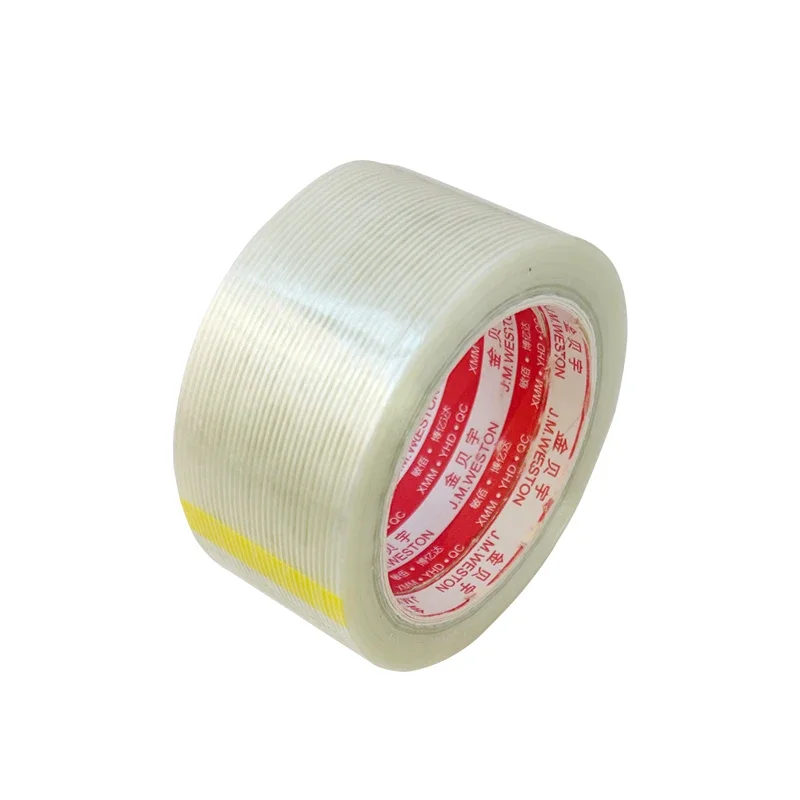 50MM x 25M Adhesive Tape For Packing Battery Cell Strong Filament Strapping Tape Transparent Reinforced Fiberglass Tape