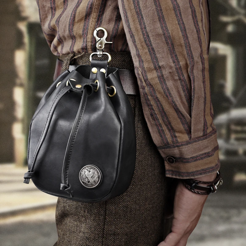 

100% натуральная кожа поясная сумка для мужчин, мужской винтажный маленький чехол ручной работы для мобильного телефона, чехол-держатель для мобильного телефона