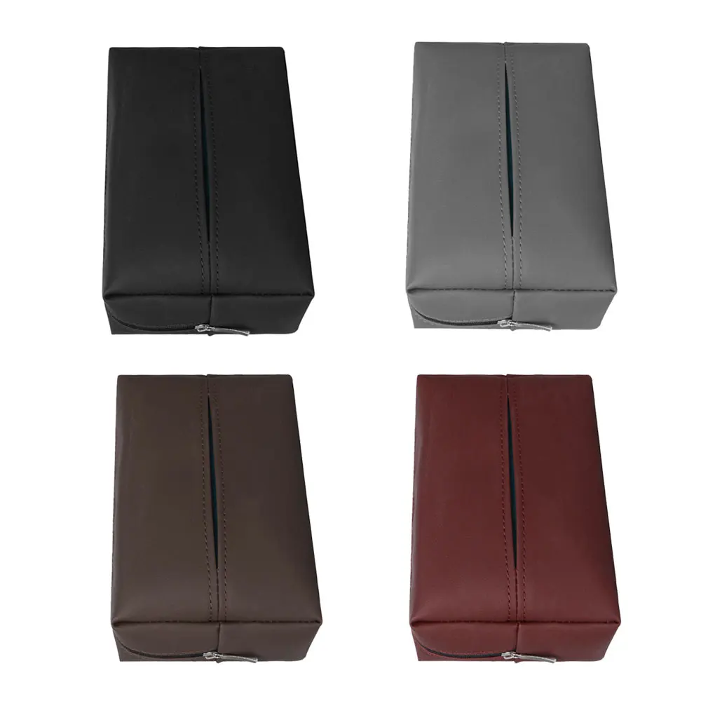 Leather Car Tissue Box Cover Sun Visor Seat Back Hanging Type Car Tissue Box Holder Armrest Box Towel Storage Case Car Products