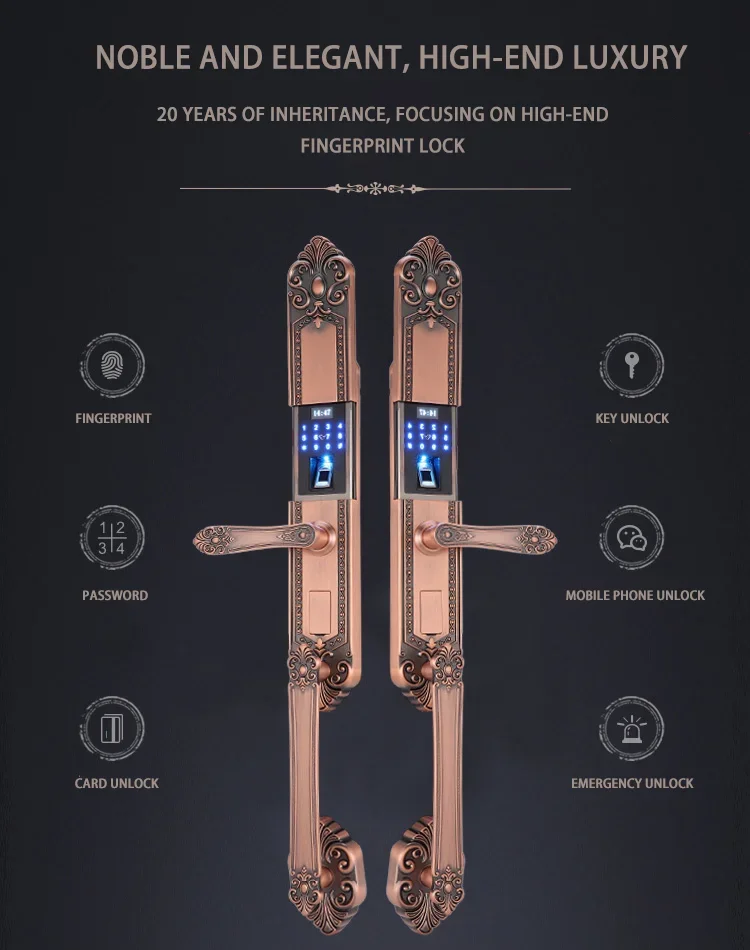 Imagem -03 - Fingerprint Duplo Porta Senha Eletrônica de Bloqueio Anti-theft Main Lock Luxury Villa