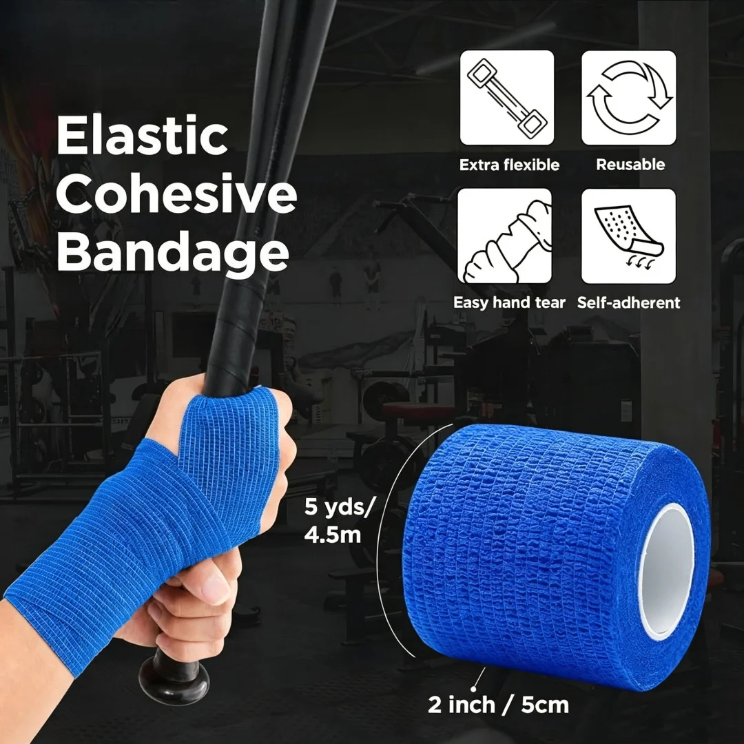Elastic adhesive sports bandage, injury stretch wound bandage, self-adhesive sports wrist and ankle tape (multi-color)