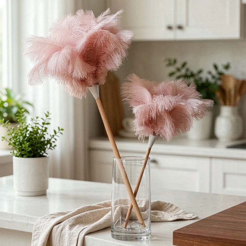Ostrich Chicken Feather Duster Electrostatic Soft Dust Cleaner Non Shedding Tool for Home Furniture Cobweb Cleaning 먼지떨이