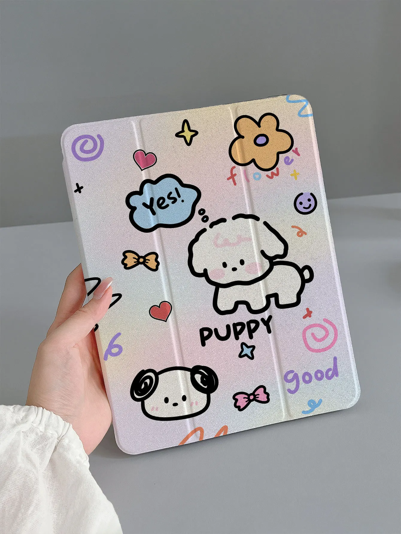 Cute Doodle Puppy Tablet Case, Suitable for iPad Case Ipad7/8/9 Tablet Cover 2022 Apple Air5/4/3 Ninth Generation 10.2 70% off Pro11 Full Cover 2024 Mini 7 New Model Air6/Ipad Tenth Generation Protective Case/Air 11 (M3)/Ipad 11 (A16 2025)