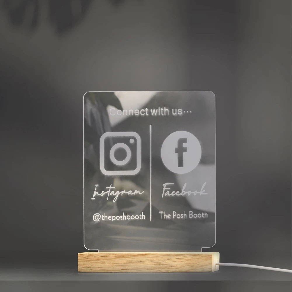 Personalized Custom Instagram Facebook Table Sign LED Light USB Special Company Store Shop Name Sign Acrylic 3D Lamp