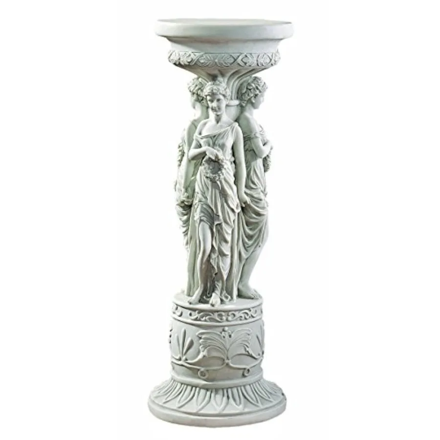 

Manor Neoclassical Pedestal Column Plant Stand, Antique Stone