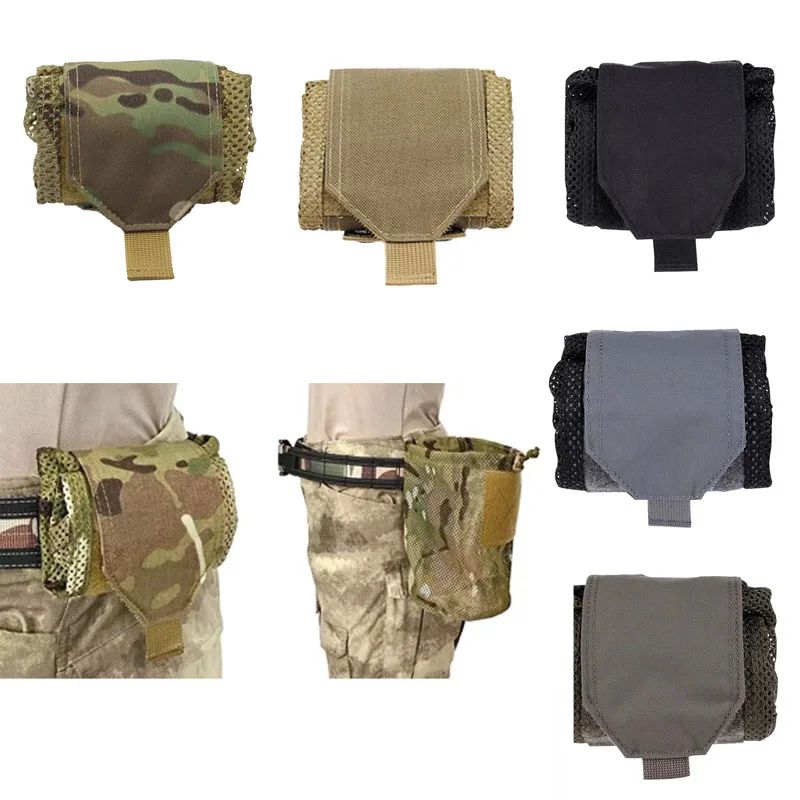 Tactical Roll-Up Magazine Net Dump Pouch Molle Storage .177 22LR .223 .308 5.45x39 9x19mm Laser Mini Foldable Mesh Pocket EDC