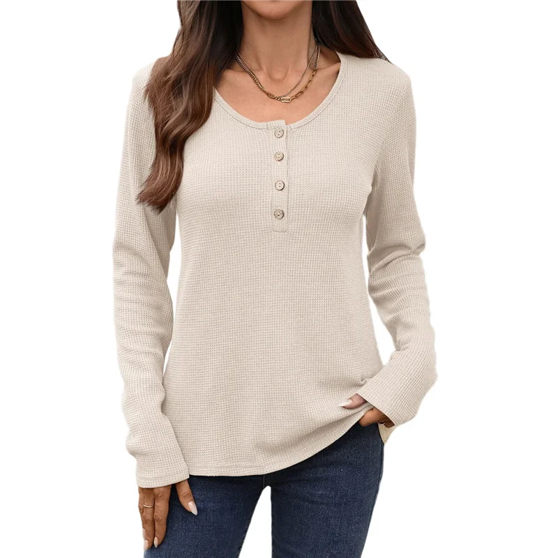 

ASDS-Women Blouses Slim Fit Button Down V Neck Henley Shirt