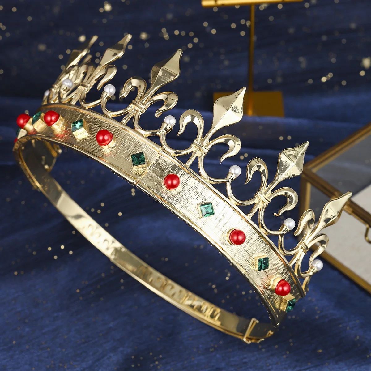 Mode Legierung Luxus Strass männer Krone Vintage Stil Exquisite Kopfschmuck Haar Zubehör Festliche Hochzeit Tiara – Detail 5