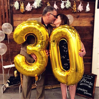 40 inch Large Gold Number Balloons 10 20 30 40 50 60 70 80 90 years adult Birthday Anniversary Decoration Supplies Gold Balloon