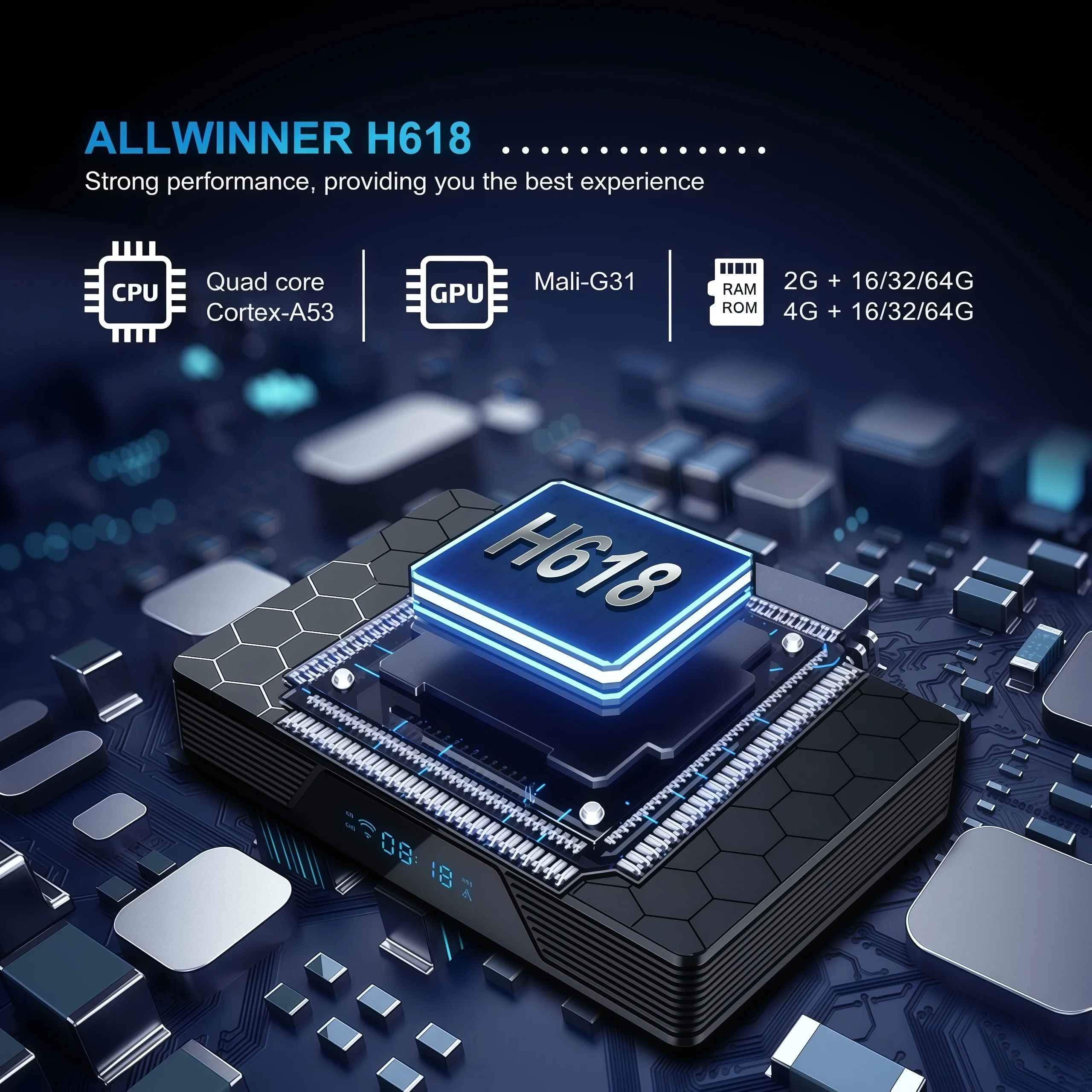 X98H Pro TV Box Android 12 Allwinner H618 Wi-Fi 6 4GB RAM 64GB Storage 6K H.265 HDR10+ Bluetooth 5.0 Media Player Set-Top Box