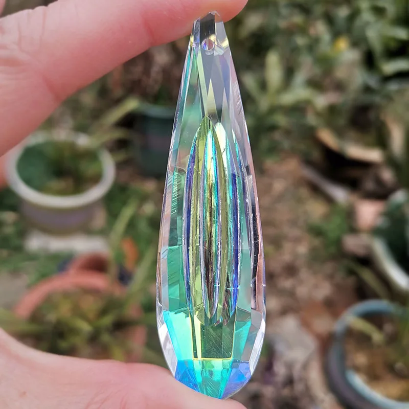 Crystal Long Concave Lute Pendant Chandelier Prism Hanging Suncatcher Rainbow Maker Lamp Parts Home Garden Decor Ornament