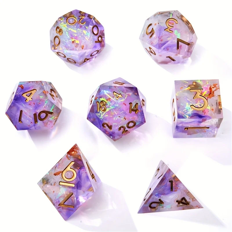 7-piece set of Dnd dice - polyhedral resin dice for D&D - perfect D&D gift D20, D12, D10, D8, D6, D4 suitable for role-playing b