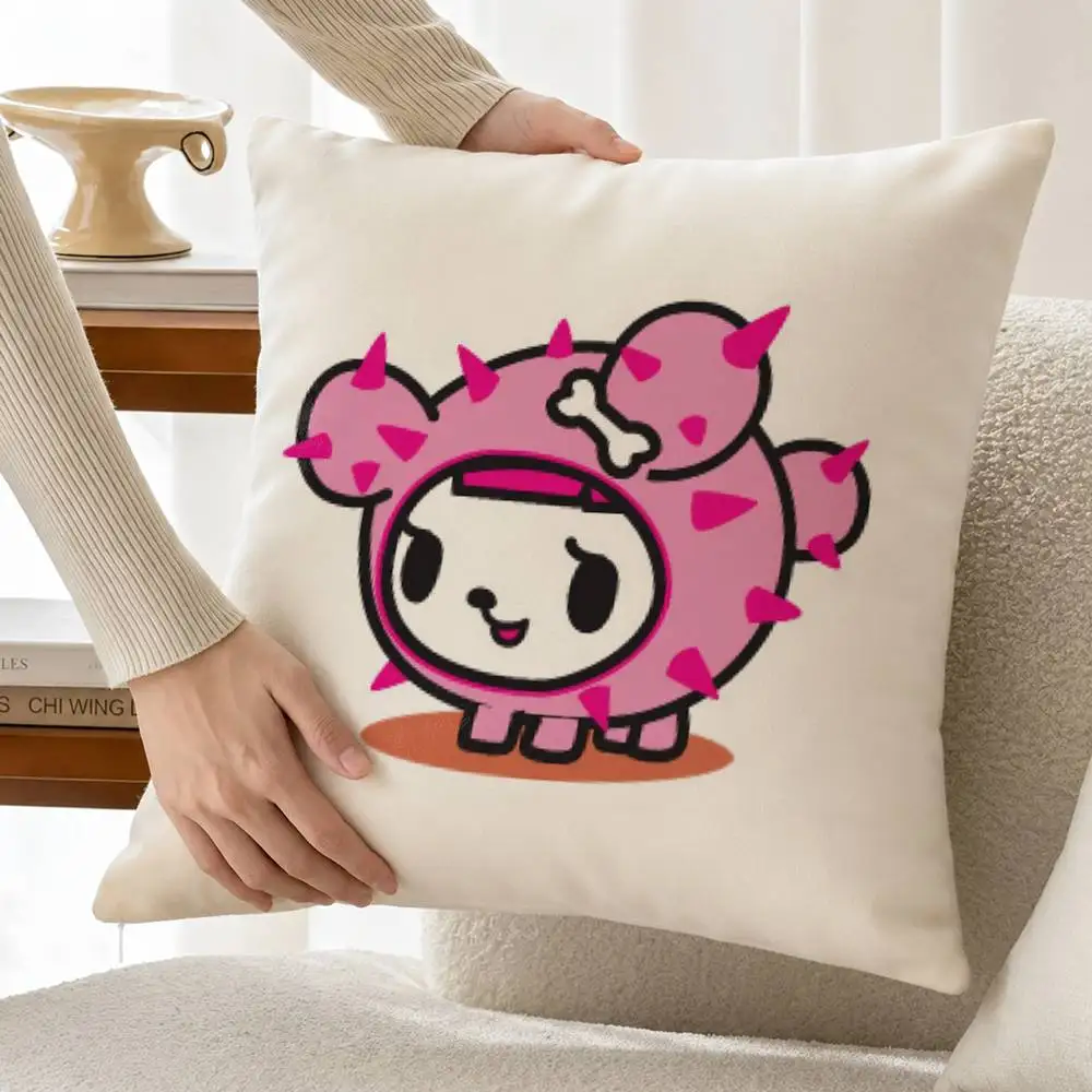 C-Cactus Friends PupS Cartoon T-TokidokiS Customizable Square Pillow case Double Sided Print Sofa Bedroom Decor Cushion Cover