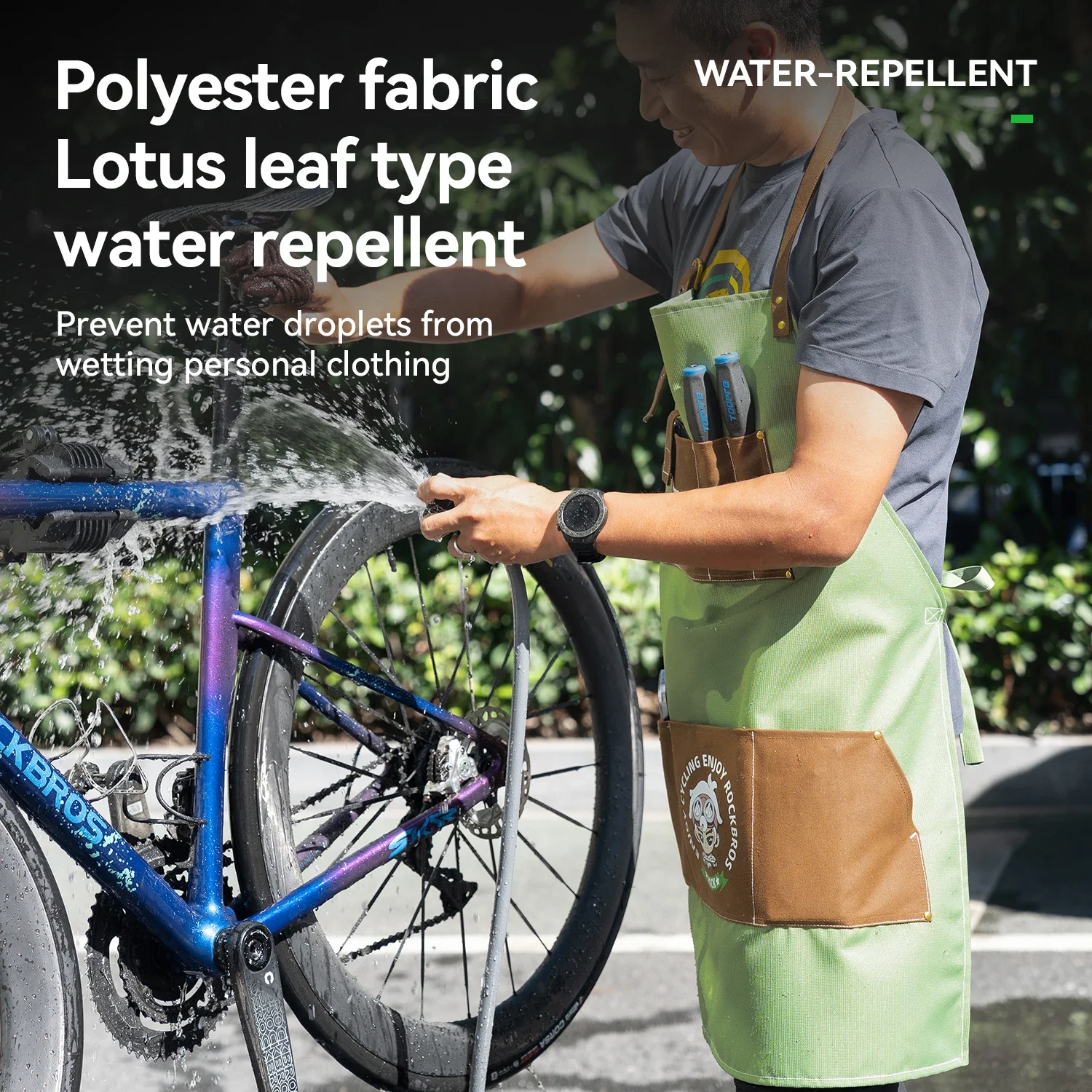 

ROCKBROS Adjustable Work Apron Waterproof and Durable Kitchen Workwear for Home Cooking and Cleaning