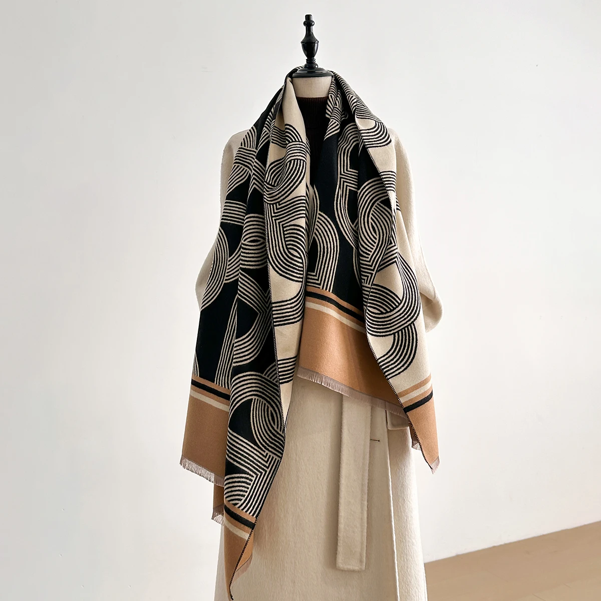 

Women Winter Scarf Pashmina Shawls Lady Wraps Thick Warm Striped Pattern Bufanda Echarpe Female Cashmere Imitation Stoles