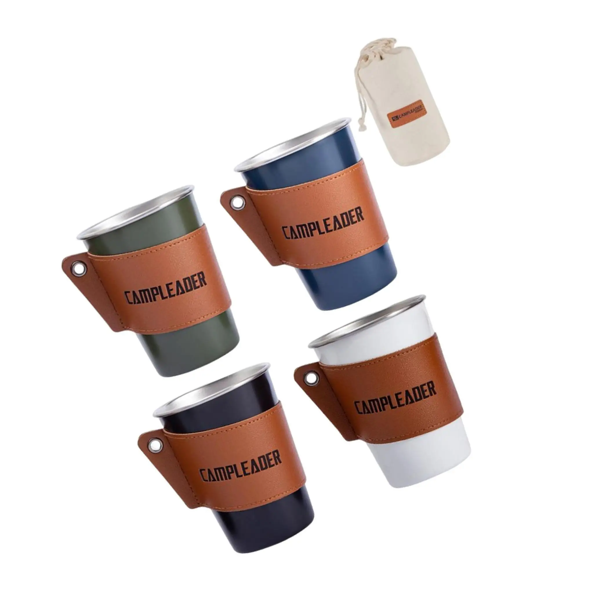 4x Stainless Steel Cups Stackable Tea Cup Pint Tumbler for Picnic Camping