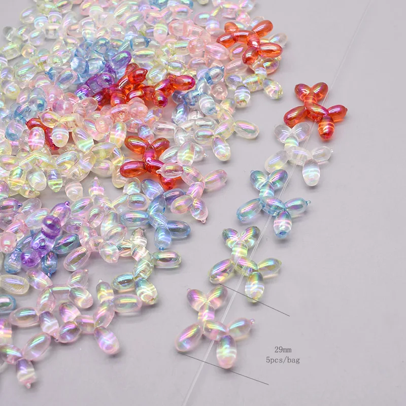 28mm 5pcs/bag Acrylic Beads Colorful Stereo Lovely Animal Balloon Dog Loose Beaded DIY Handmade DIY Bracelets Mobile phone chain