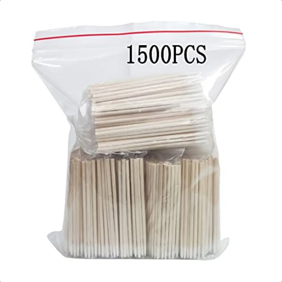 1500 Batang Kapas Mikroblading, Kapas Ujung Runcing, Kapas dengan Batang Kayu, Aplikator Kapas untuk Tato Permanen