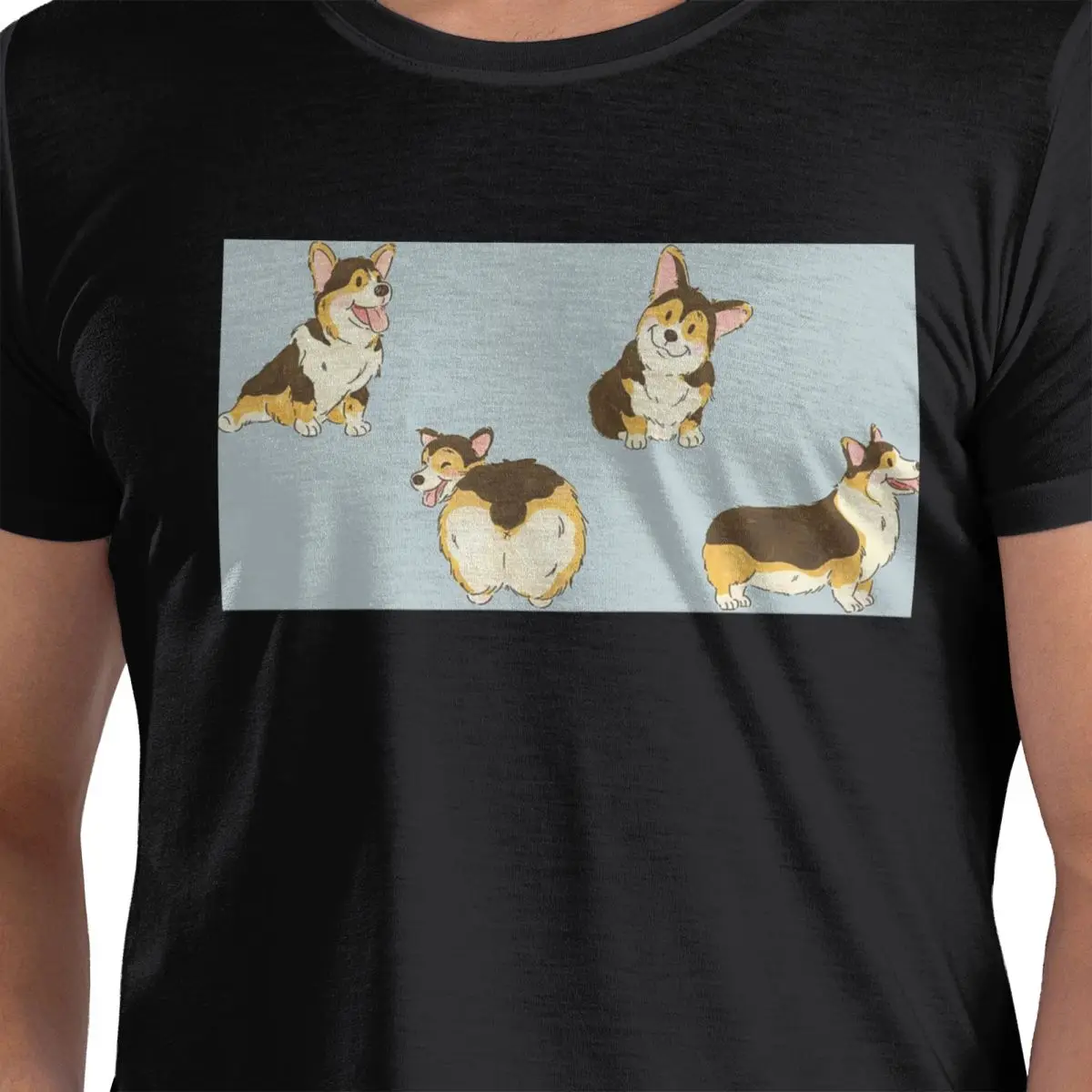 

Tri Color Corgi Dog 100% Cotton T-Shirt Men's Classic T Shirts Men Crew Neck Short Sleeve S-6XL