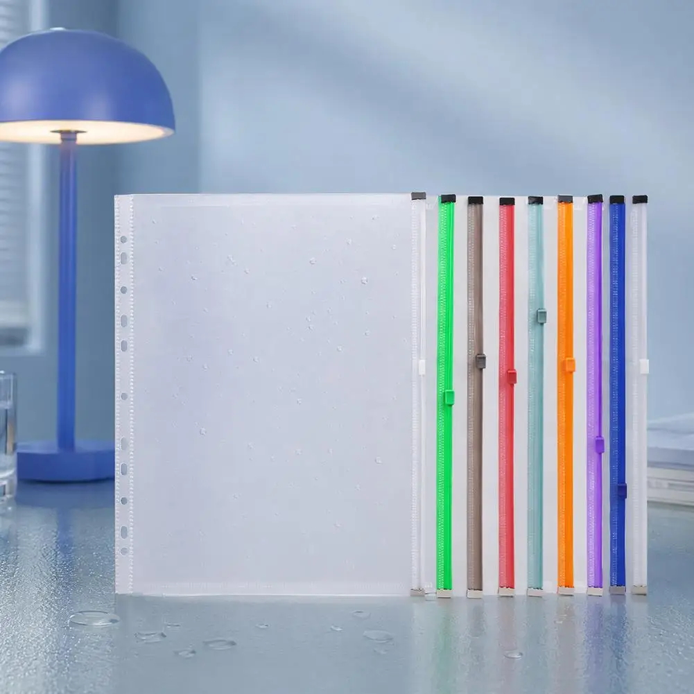 ファイルポケットテスト用紙収納バッグ-8枚入り-プラスチック製ジッパーバインダーポケット-ルーズリーフドキュメントオーガナイザー-ビジネス用ファイルインサート