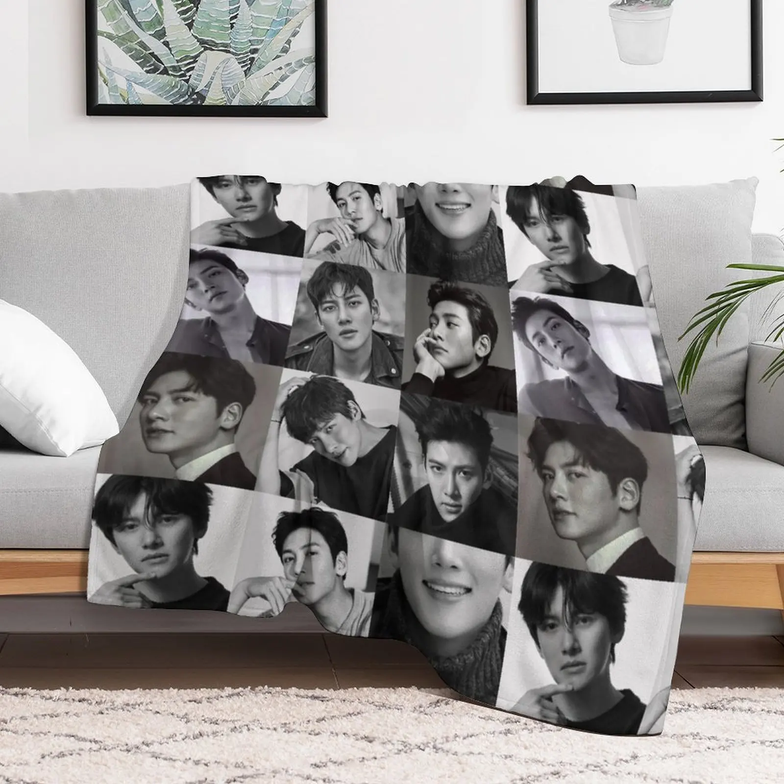 Ji Chang Wook Collage Throw Blanket Luxury Brand Bed covers Bed linens Cute Blankets