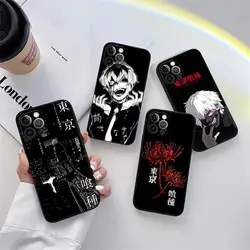 Tokyos Anime Ghouls Black Art Phone Case for iPhone 11 15 Pro Max Case Coque 14 Plus 13 Pro 12 11 XS XR 7 SE 2020 TPU Soft Cover