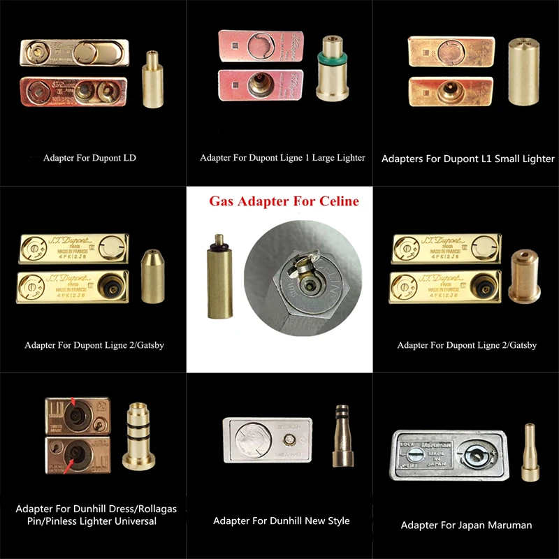 1pcs Reusable Brass Copper Nozzle Refill Butane Gas Adapter For Dunhill Dupont & Other Famous Lighters DIY Repair Service Parts