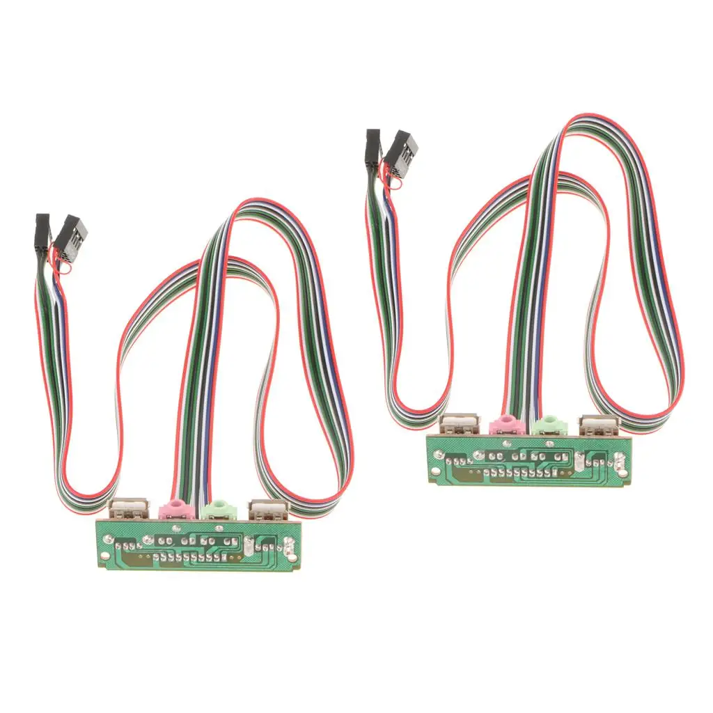 USB Plus Audio Line Dual Port Microphone Earphone Copper Board Front Panel Mount for PC Case