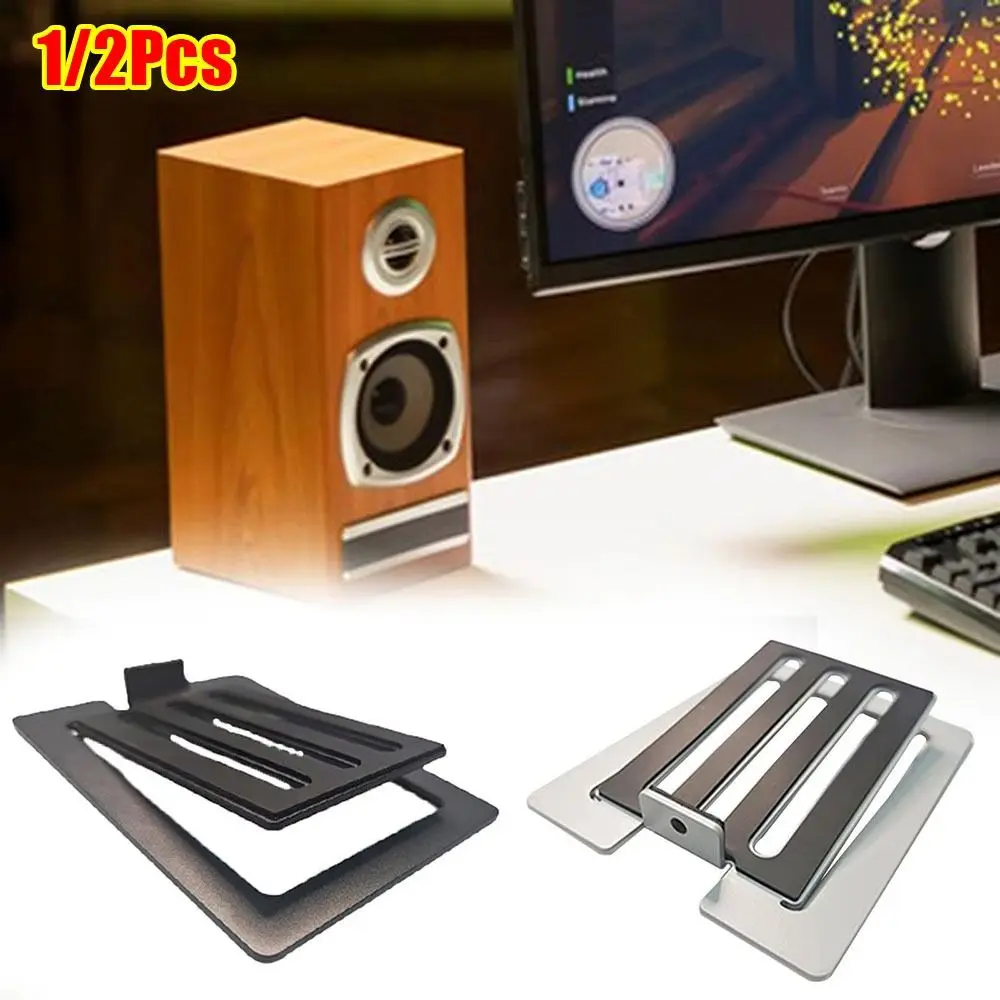 1/2 Stück geneigte Desktop-Lautsprecherständer, rutschfeste Lautsprecherständer aus Aluminiumlegierung, Surround-Sound-Lautsprecherhalterung für Bücherregal und Schreibtisch