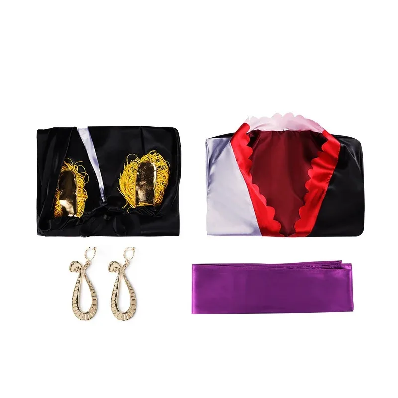 Anime With Cloak Sailor Suit Boa Hancock Cosplay Costume Custom size Black Dress Earringsx;8's,6;